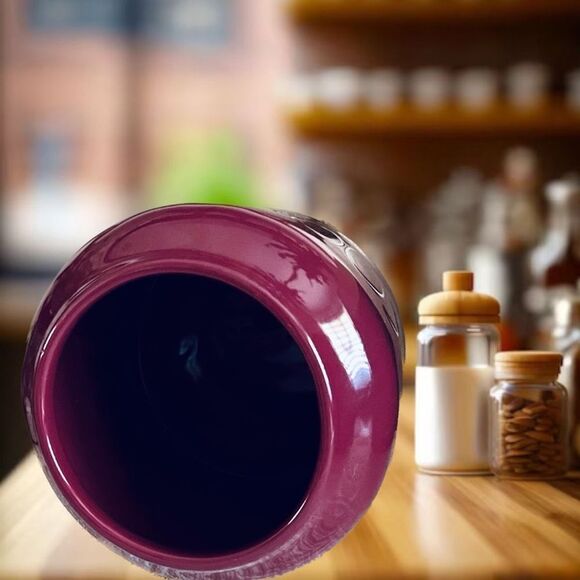 NWT Rae Dunn Gorgeous Burgundy Glossy Ceramic Big COOKIES Canister/Cookie Jar - Picture 2 of 12